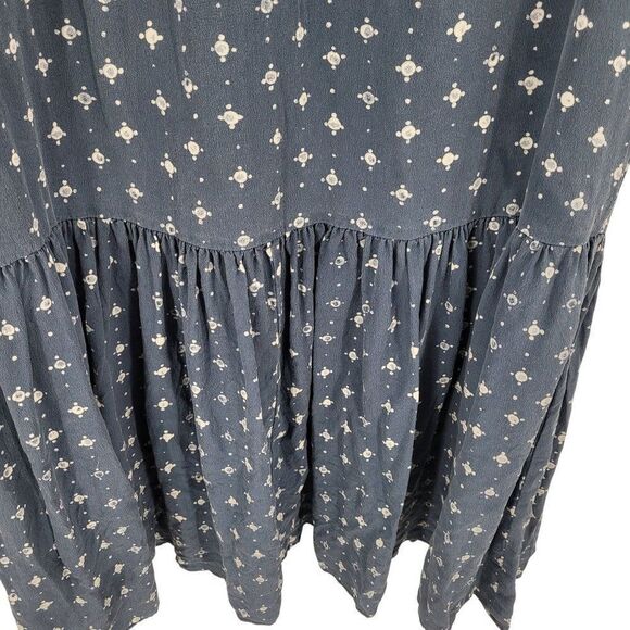 Madewell Womens Silk Medallion Dot Maxi Dress Blue Sz 4 Tiered Flowy Modest - Picture 9 of 15